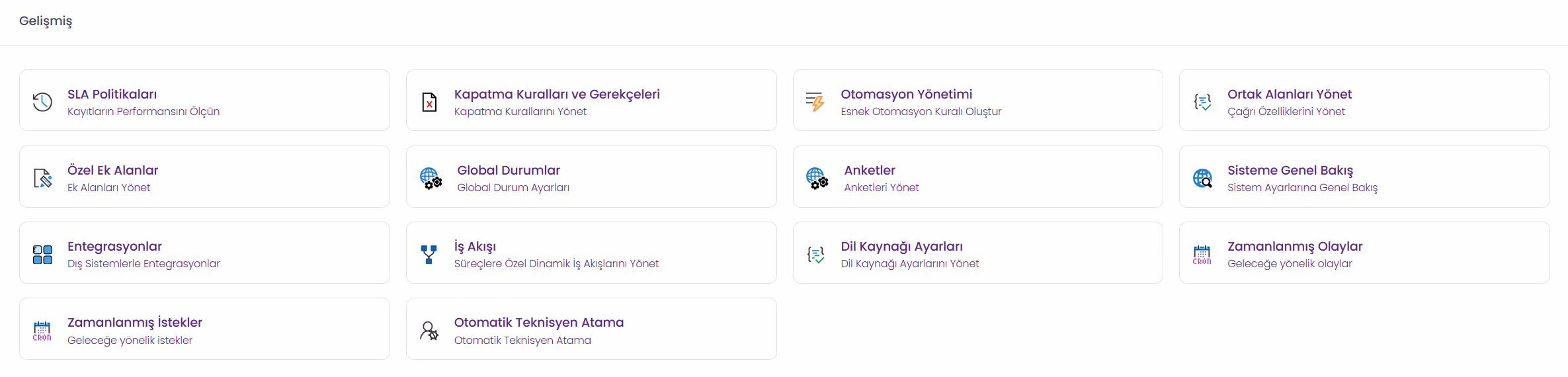 Yönetim paneli ana ekranı — sistem ayarları ve genel yapılandırma